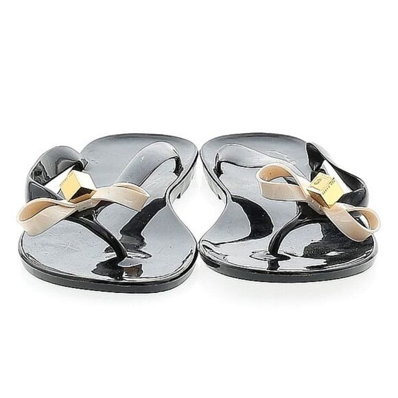 TED BAKER London Black rafeek bow gold cube jelly‎ Sandals sz 5 - Picture 1 of 8